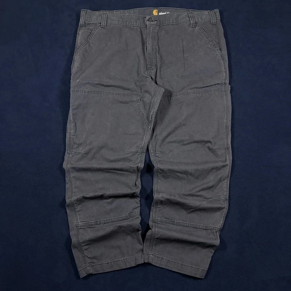 Carhartt Double Knee Pants Men 42x30 Gray Rugged Flex Canvas Work Utility 102802